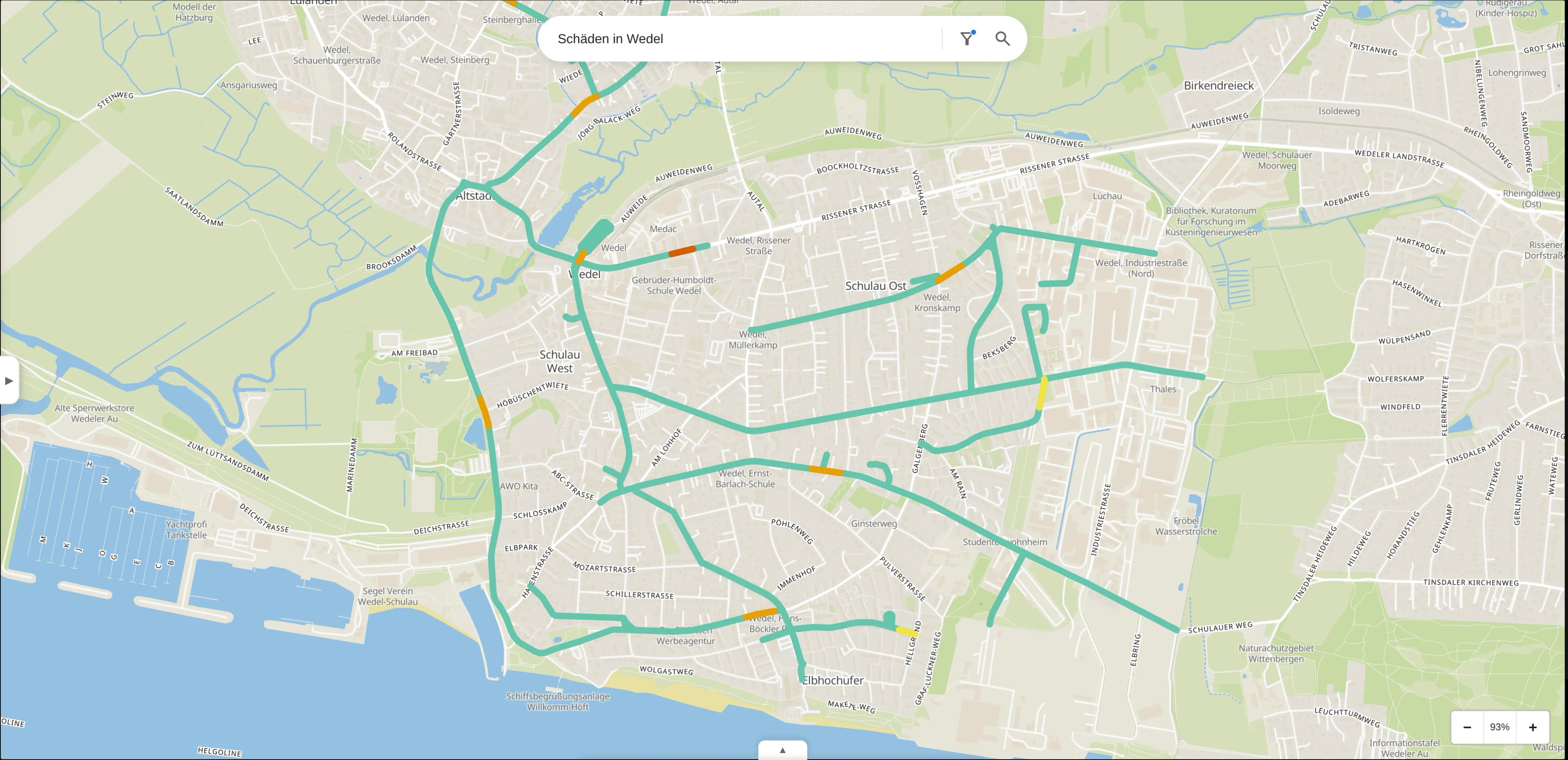 Kratena Dashboard für Straßenqualitätsmanagement Dashboard Ansicht